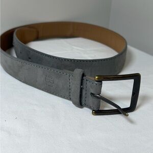 G.H. Bass & Co. Size 36 Gray Genuine Leather Suede Belt with Brass Buckle